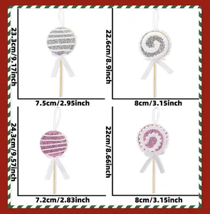 Guide des tailles des sucettes de Noël scintillantes avec dimensions précises par modèle