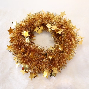 Thick Gold Star Tinsel Garland Christmas Tree Hanging Decoration Glitter Star Ribbon For Xmas Party Festival Home Decor