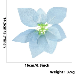 Blue artificial Christmas poinsettia decoration with dimensions 16cm x 14.5cm