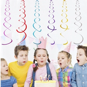 Glittering colorful PVC hanging swirl decorations for festive party ceiling ornaments