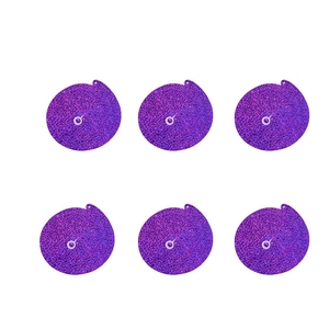 Set of six shimmering purple sequin pasties in a minimalist round disc design