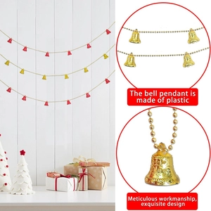 2M Christmas bell garland with red and gold bells on bead chain for home party decoration