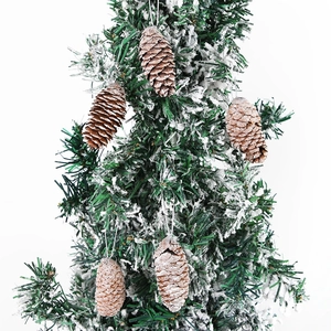 Naturholz Tannenzapfen Weihnachtsbaum Hängende Ornamente Weiße Schneebeschichtung Winterurlaub Haus Party Dekoration Braun Stil