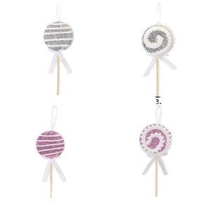 Décorations sucettes pour sapin de Noël avec paillettes brillantes dorées et rouges
