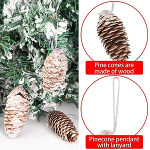 6er-Set natürliche Zapfen mit weißer Schneebeschichtung und Bändern für den Weihnachtsbaum