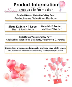 Spécifications de taille pour nœud de Saint-Valentin en polyester à motif de cœur