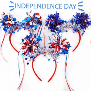Independence Day headbands with red white blue sequins stars and festive ribbons set