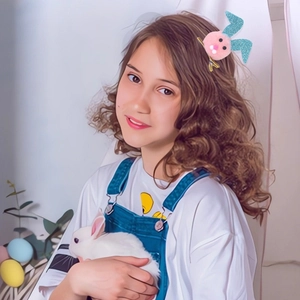 Pink plush bunny ear hair clip for girls Easter festive party costume accessory