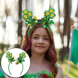 Serre-tête trèfle vert pailleté avec franges pour la fête de la Saint-Patrick