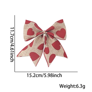 Handgefertigte Juteschleife mit Herzdekor zum Valentinstag, Größe 15,2cm x 11,7cm