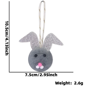 Grey felt Easter bunny ornament with glitter ears and gold string for festive party decor