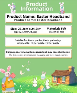 Detail of Easter headband made of felt, measuring 23.2cm by 24.2cm for party decor