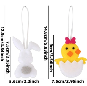 Easter handmade felt bunny and chick hanging decorations with precise size measurements