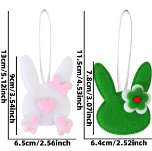 Detailed size specifications for rabbit felt Easter ornaments with hanging strings