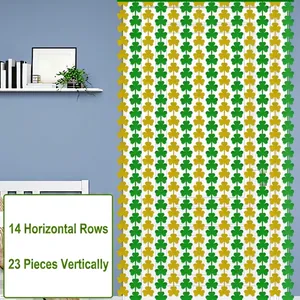 St. Patrick's Day door fringe curtain with green and gold shamrock decorative units