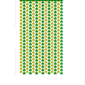 St. Patrick's Day shamrock fringe curtain with green and gold clover hanging streamers