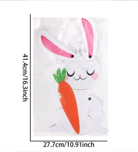 Detailed view of Easter rabbit hanging decoration with carrot including dimensions