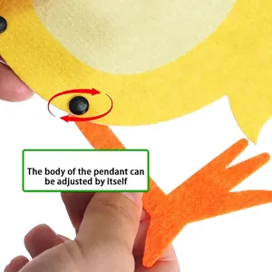 Movable yellow felt chicken hanging ornament for Easter party decoration with rotatable limbs