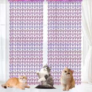 Pink and purple glitter cat paw curtain backdrop for pet birthday party decorations