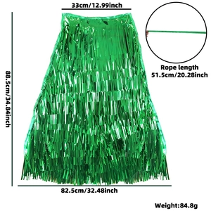 Green and gold Saint Patrick's Day fringe skirt with metallic tinsel and adjustable waist ties