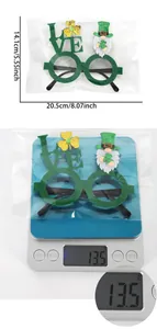 Detailed size and weight specs of St. Patrick's Day green LOVE shamrock party glasses
