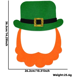 St. Patrick's Day green top hat and orange beard props with dimensions 36.3x26.2cm