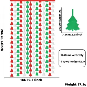 Christmas tree foil fringe curtain 1x2m with red green and silver tinsel for party decor