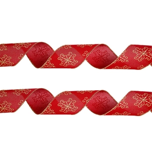 Nastro natalizio rosso 2M con fiocchi d'oro per confezioni regalo e decorazioni festive