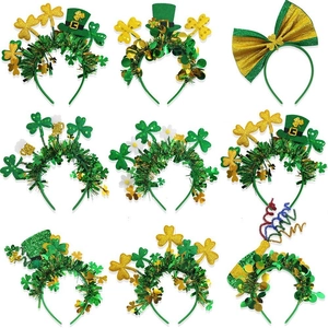 St Patrick Day Kleeblatt Haarreif Irische Party Dekorationen Grün Gold Pailletten Schleife Zylinder Bierflasche Lametta Haarschmuck