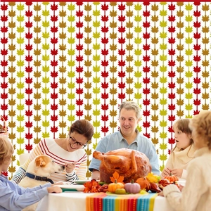 Autumn maple leaf tinsel foil curtain backdrop for Thanksgiving party decorations