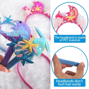 Detailed view of flexible PET ocean themed headbands with sequins and starfish