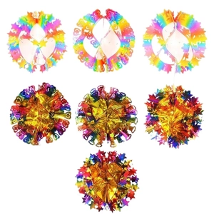Rainbow iridescent laser honeycomb paper pendants for festive party ceiling decoration