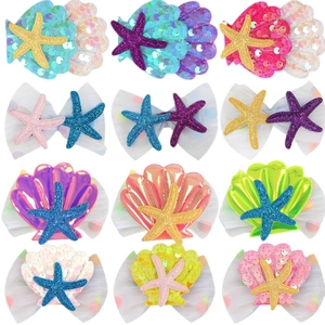 Starfish and seashell hair clips for kids, ocean theme colorful accessories set