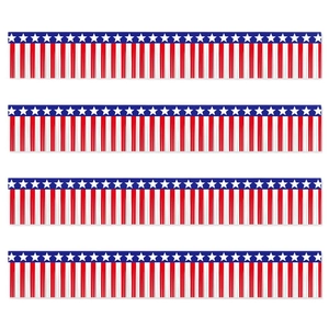 Red white and blue American flag style decorative borders for Independence Day party
