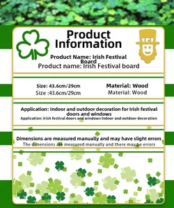 Close-up of wood St. Patrick's Day door hanger with 43.6cm x 29cm size specifications