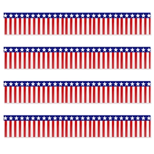 Red white and blue star and stripe bulletin board borders for Independence Day party decor