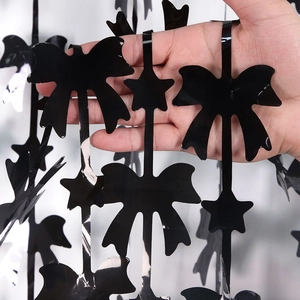 Guirlande noire brillante avec nœuds et étoiles pour décor de fête d'anniversaire