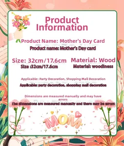 Detailed dimensions of 32x17.6cm Mother's Day wooden hanging sign with flower design