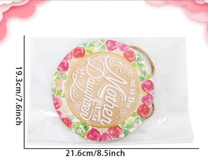 Detail of wooden Mother's Day heart plaque with pink roses and twine hanger