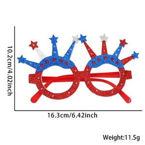 Patriotic July 4th party glasses with red and blue glitter stars, size 16.3x10.2cm