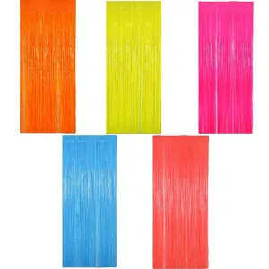Colorful macaron foil fringe curtains for kids birthday party background decorations