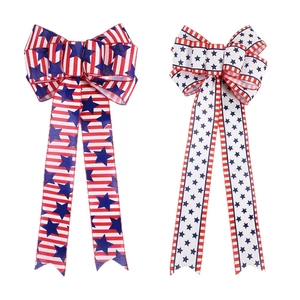 American Independence Day patriotic star and stripe polyester bows for party decoration