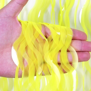 Fluorescent yellow wavy macaron table skirt for children's birthday party decoration