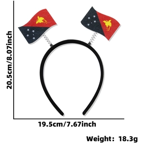 Dimensions détaillées et poids du serre-tête drapeau Papouasie-Nouvelle-Guinée pour fête