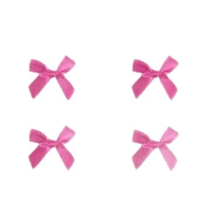 Pink bow cupcake toppers for children's birthday party cake decorations set of four