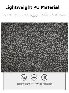 Detail of black PU leather with lychee texture on a lightweight crossbody bag