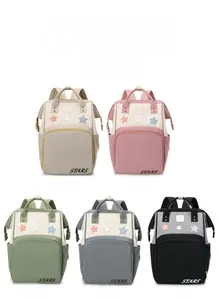 Waterproof stylish diaper backpack collection in five elegant colors with stars detail