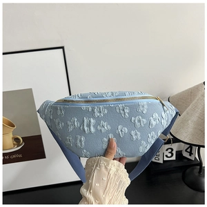 Women Fashion 3D Floral Embroidered Shoulder Bag Casual Crossbody Waist Bag Adjustable Strap Large Capacity Saddle Fanny Pack