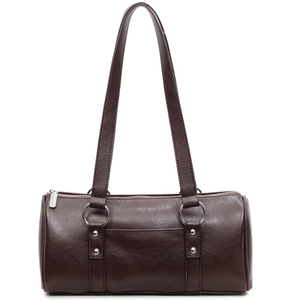 Sac polochon vintage en cuir marron foncé ciré avec bandoulière réglable et anneaux