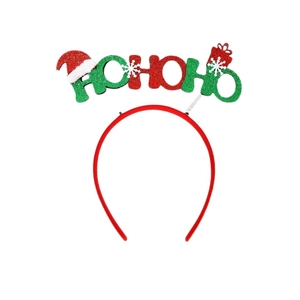 Glittery Christmas headband with HO HO HO letters, Santa hat and snowflake accents